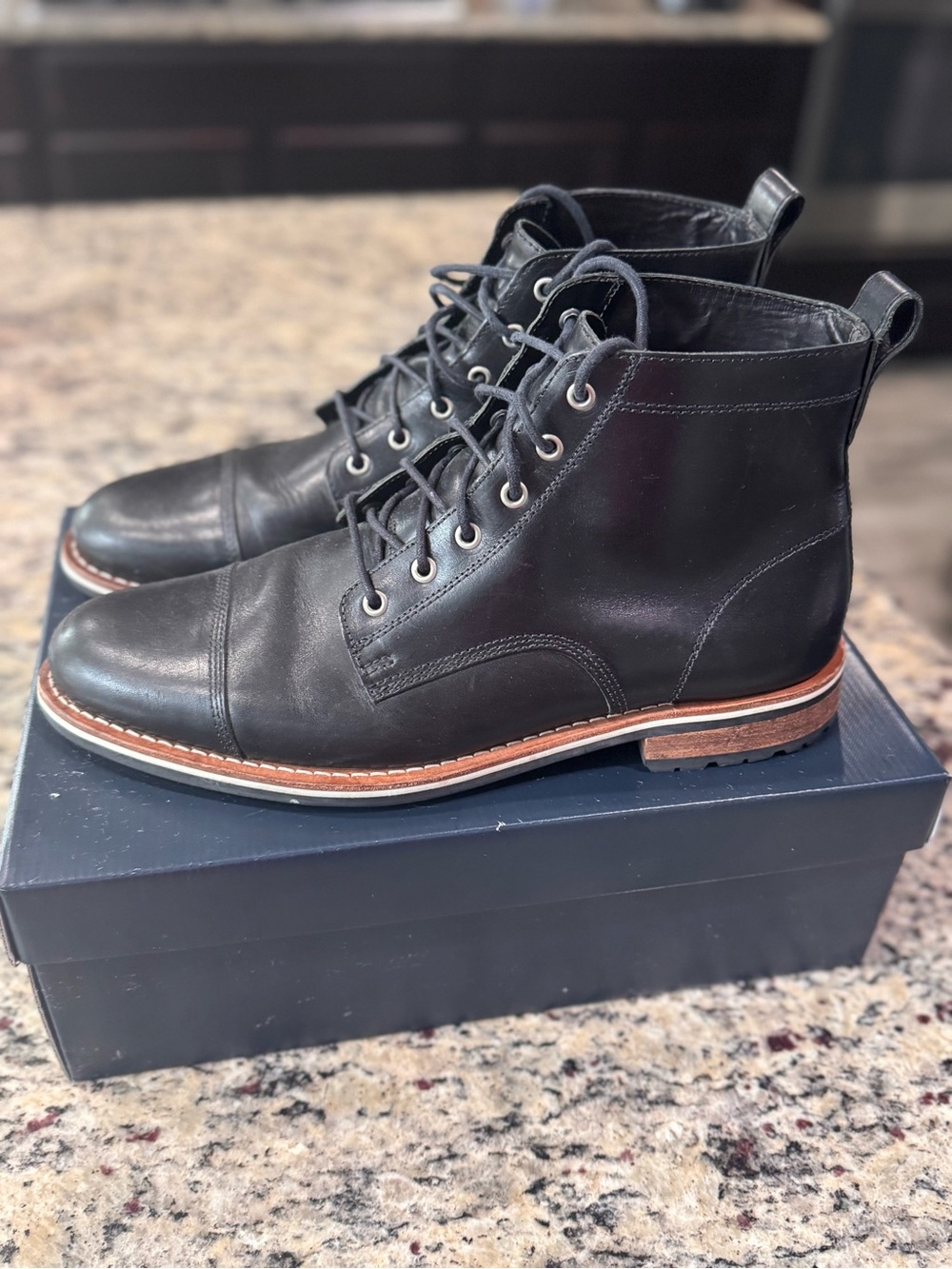 Men's Zind Nordstrom Black Leather Lace-Up Boots